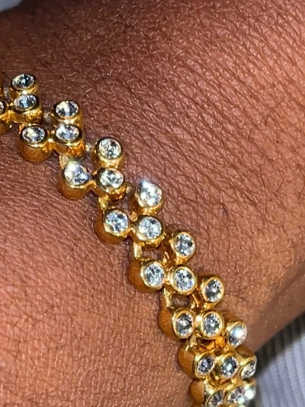 Vintage JBK Gold Tone Clear Rhinestone Tennis Bracelet 7.5” Signed Sparkly